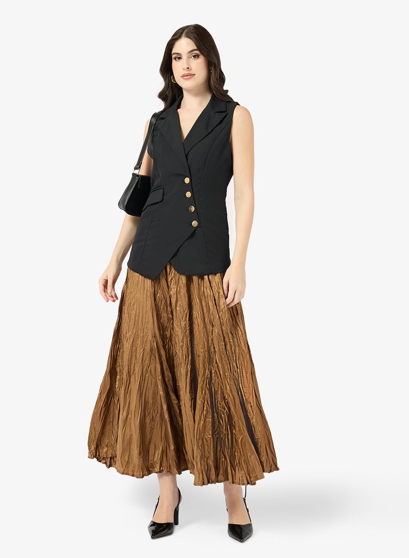 ELLA Longline Vest With Aysmmetric Button Up - Image 4